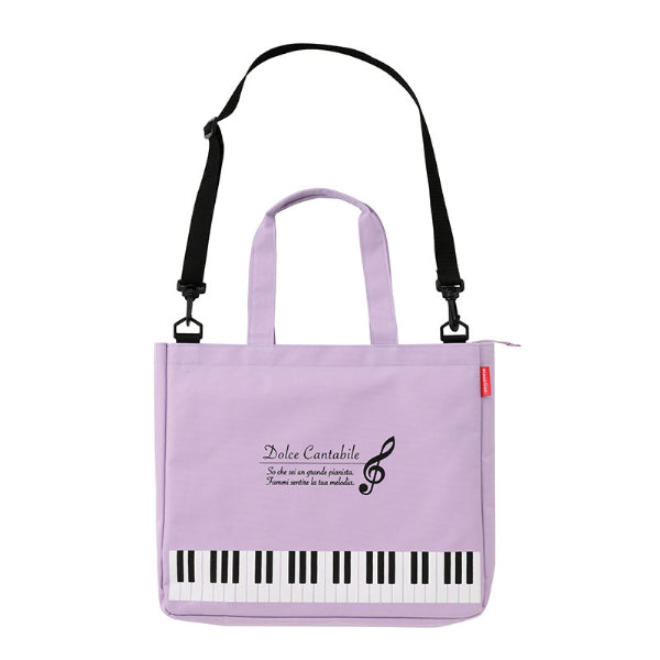 Piano line ショルダー付き2wayトートバッグ ト音記号 パープル