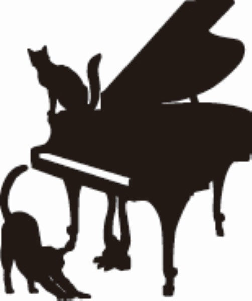 スチールペンスタンド ピアノ 音楽とネコ