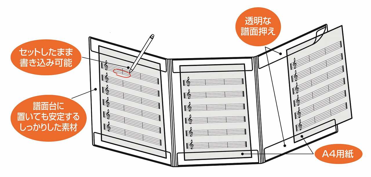 FB-8001 譜面隠し 発泡美人 A4・3面 ブラック