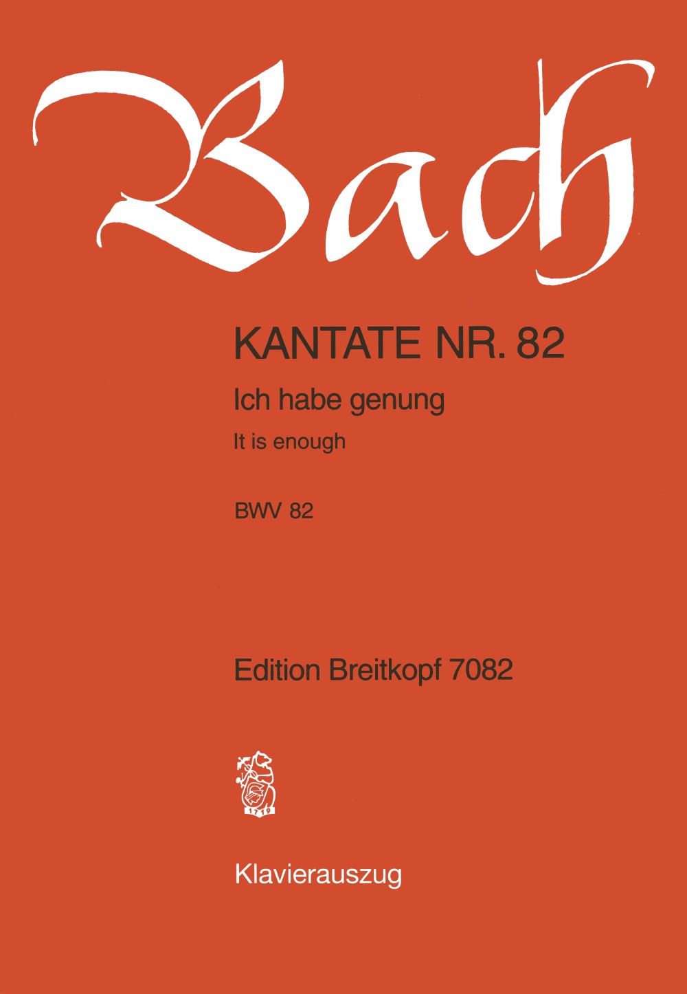 バッハ:カンタータ 第82番「われは満ち足れり」 BWV 82(バス独唱用/原調のハ短調版)(英語)/Raphael編 【輸入:ヴォーカルとピアノ】