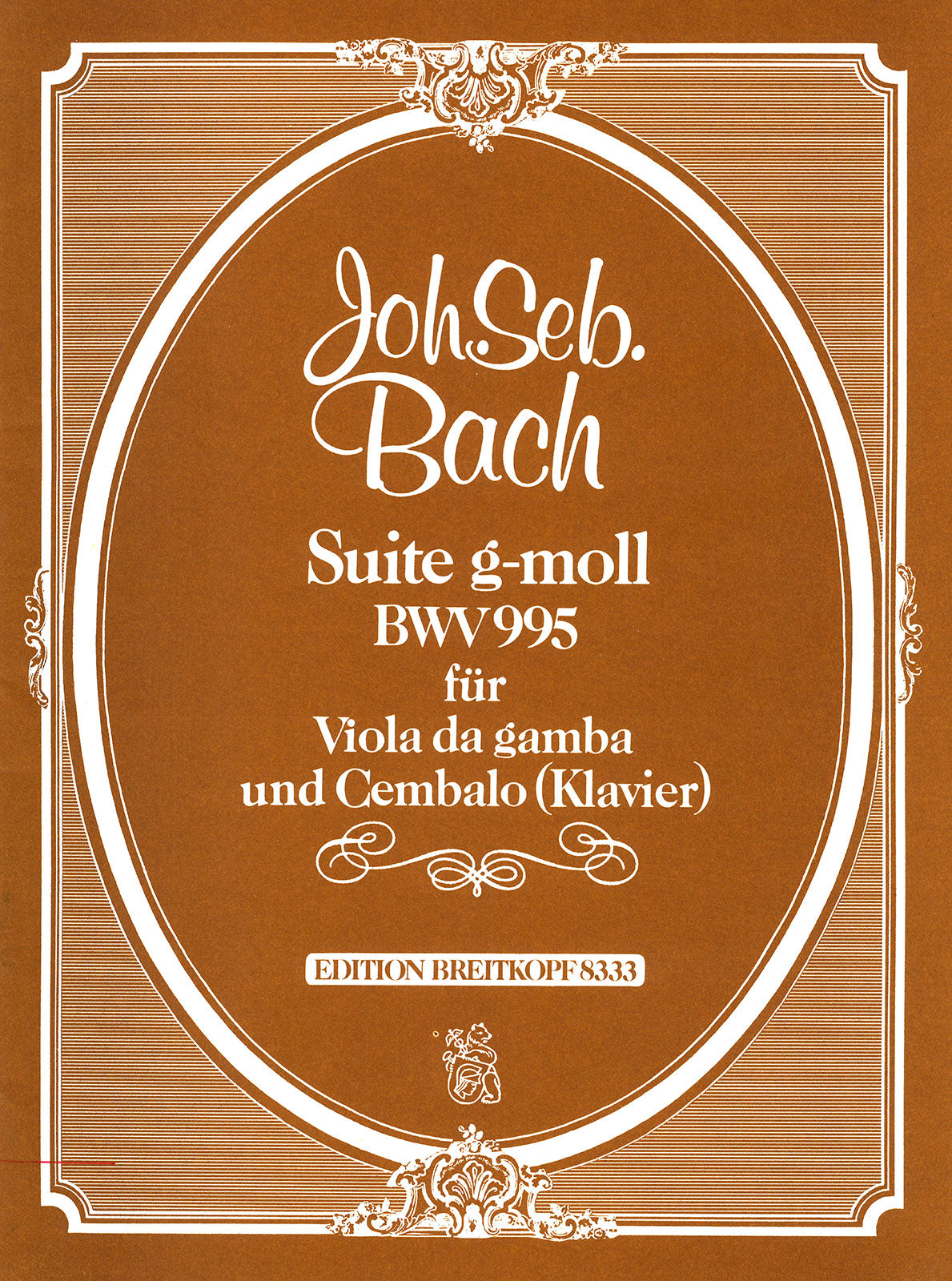 バッハ:リュート組曲 ト短調 BWV995(ビオラ・ダ・ガンバとチェンバロまたはピアノ)/Langin編曲 【輸入:チェロ】
