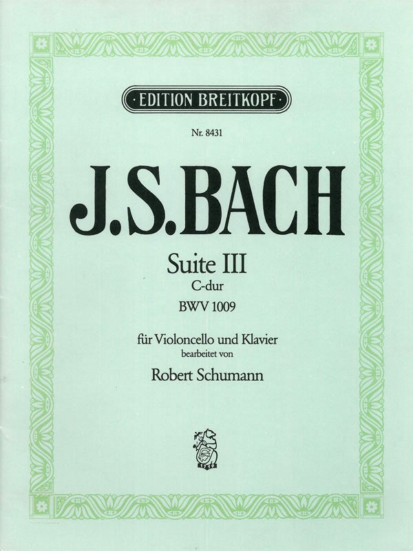 バッハ:無伴奏チェロ組曲 第3番 ハ長調 BWV 1009/チェロとピアノのための編曲 【輸入:チェロ】