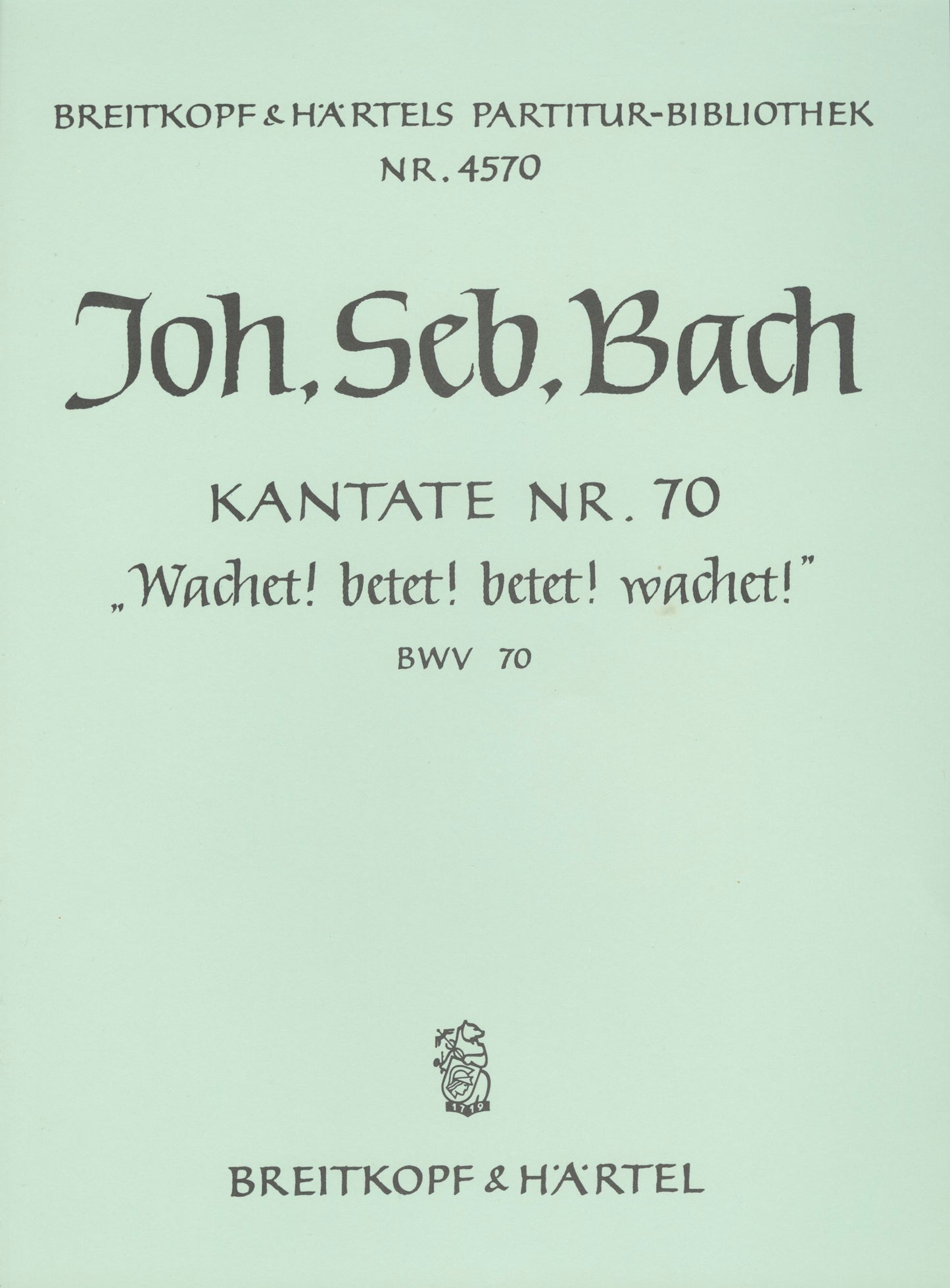 バッハ:カンタータ 第70番「目覚めよ、祈れ、祈れ、目覚めよ」 BWV 70: 指揮者用大型スコア 【輸入:合唱とオーケストラ】