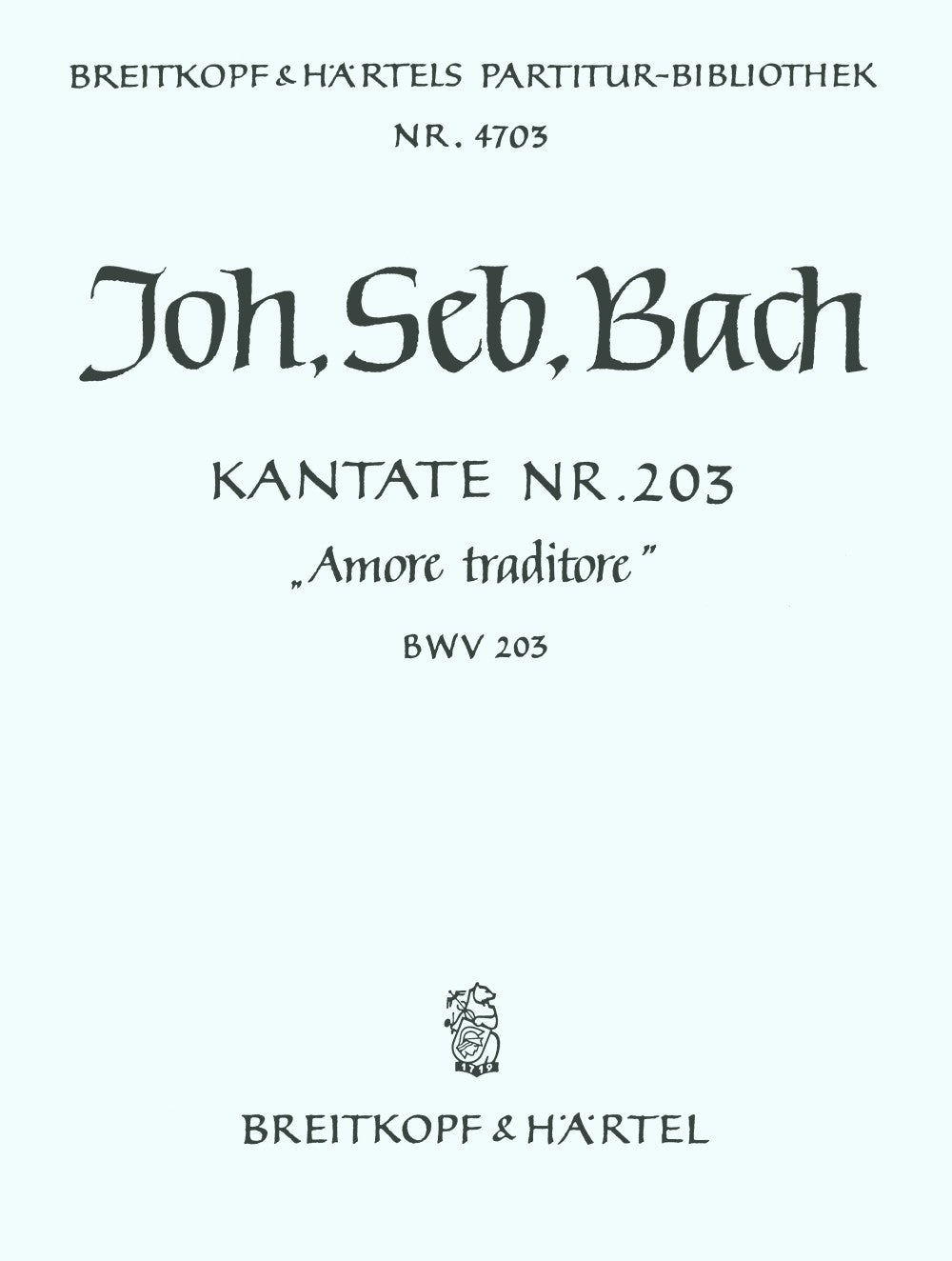 バッハ:カンタータ 第203番「愛を裏切る者」 BWV 203: 指揮者用大型スコア 【輸入:合唱とオーケストラ】