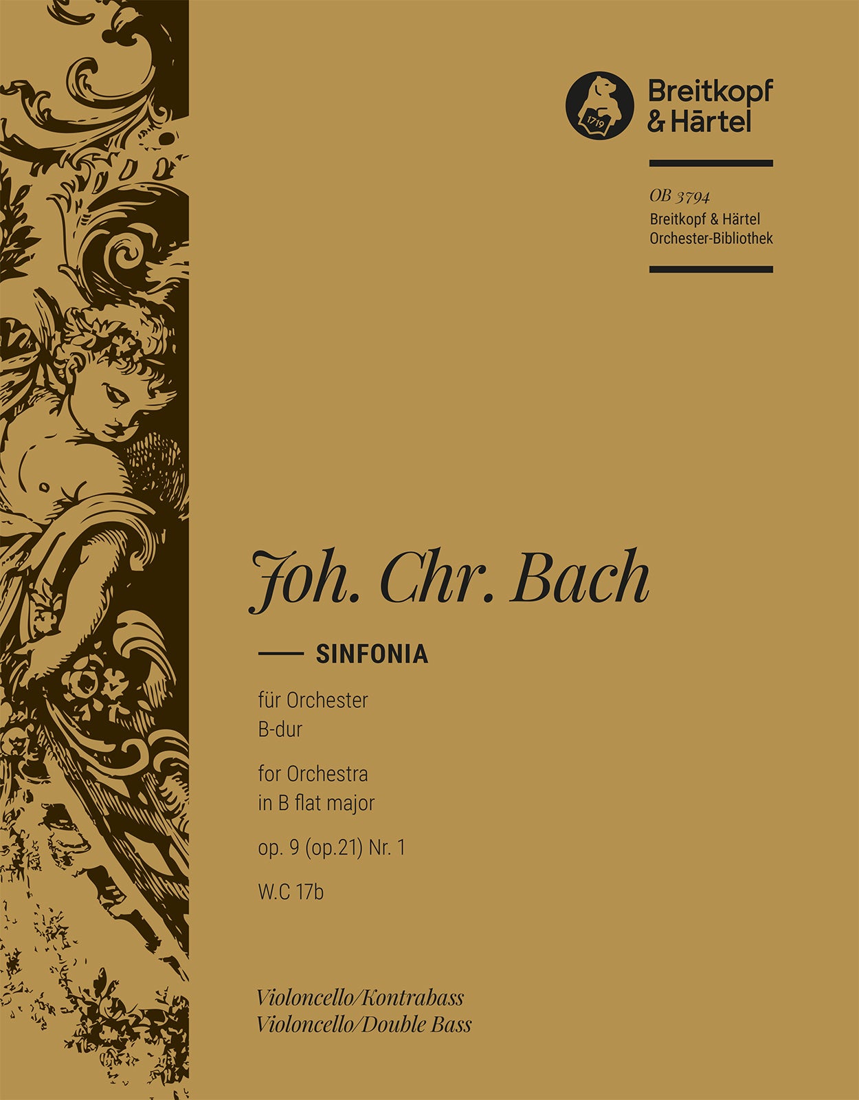バッハ:シンフォニア 変ロ長調 Op.21/1 W. C17b/Stein編: チェロ/コントラバス 【輸入:オーケストラ・パート譜】