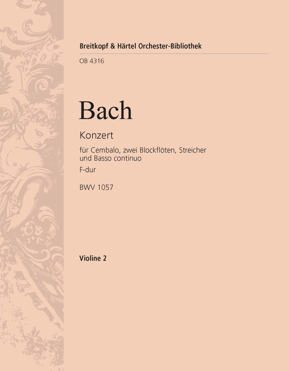 バッハ:チェンバロ協奏曲 第7番 ト短調 BWV 1057: バイオリン 2 【輸入:オーケストラ・パート譜】