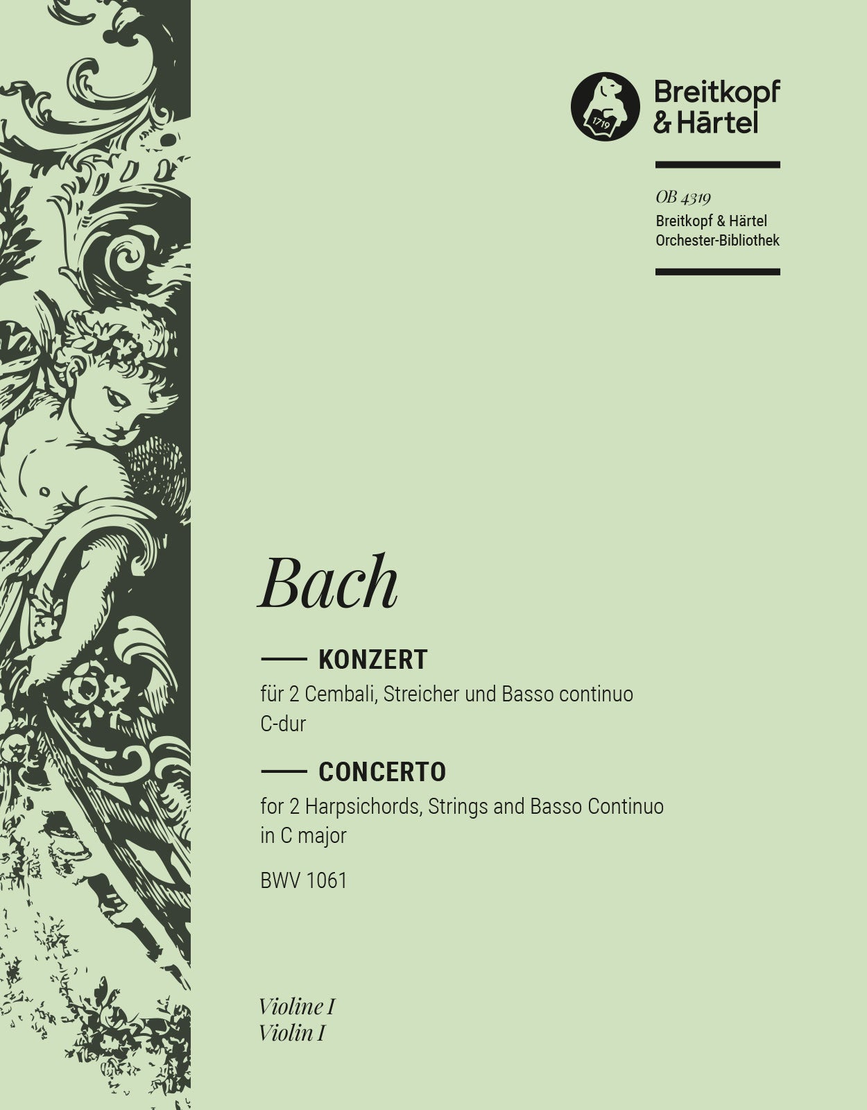 バッハ:2台のチェンバロのための協奏曲 第2番 ハ長調 BWV 1061: バイオリン 1 【輸入:オーケストラ・パート譜】