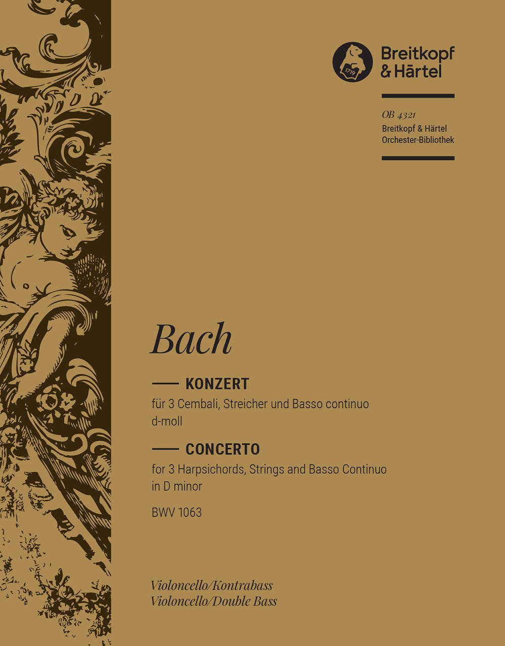 バッハ:3台のチェンバロのための協奏曲 第1番 ニ短調 BWV 1063: チェロ/コントラバス 【輸入:オーケストラ・パート譜】