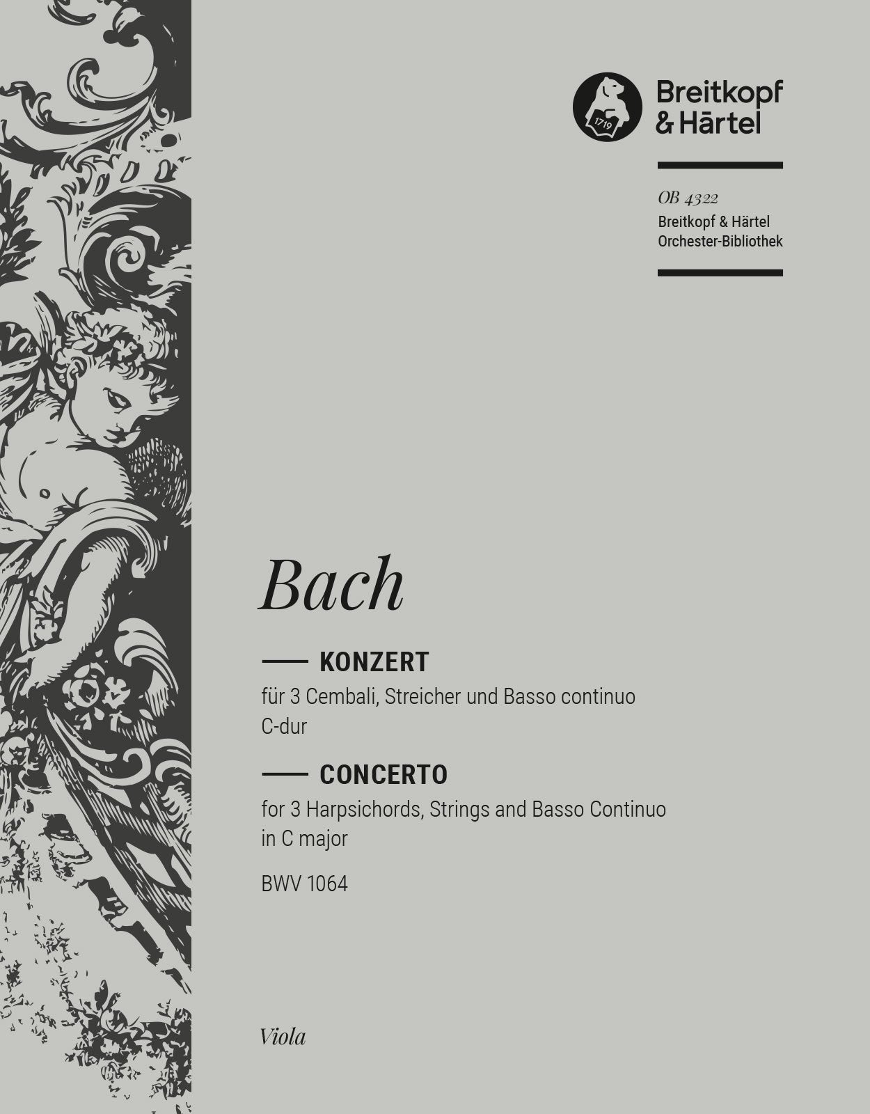 バッハ:3台のチェンバロのための協奏曲 第2番 ハ長調 BWV 1064: ビオラ 【輸入:オーケストラ・パート譜】