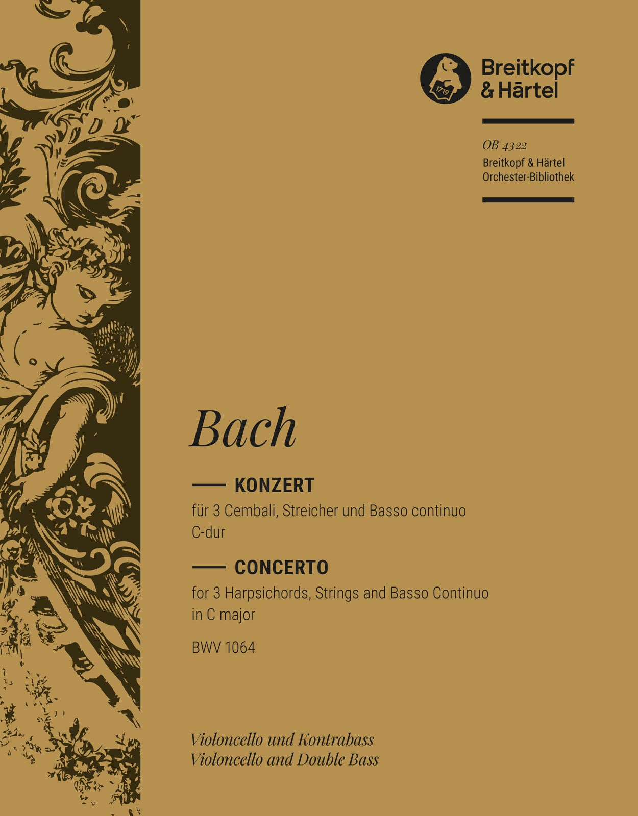 バッハ:3台のチェンバロのための協奏曲 第2番 ハ長調 BWV 1064: チェロ/コントラバス 【輸入:オーケストラ・パート譜】