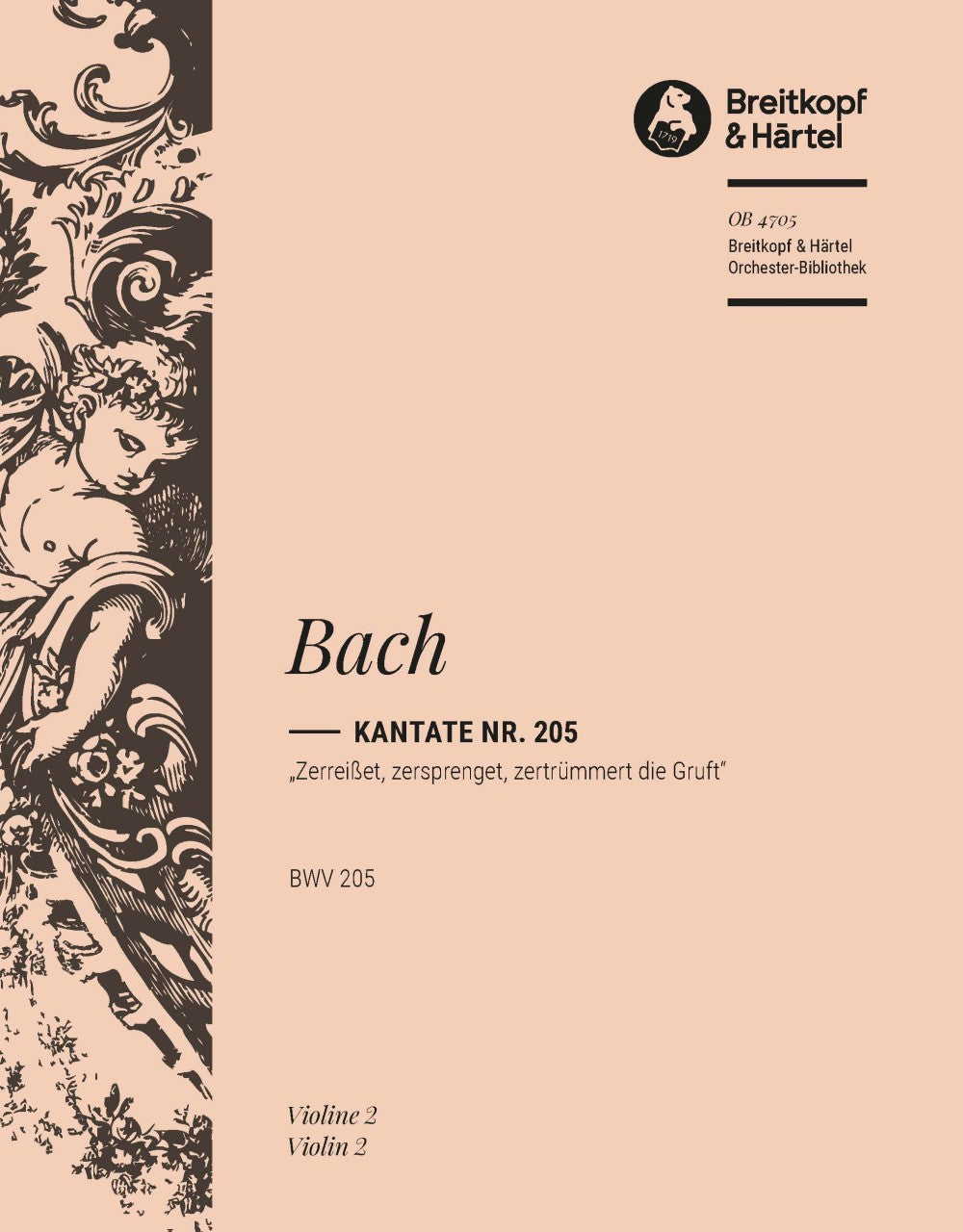 バッハ:カンタータ 第205番 満足せるエーオルス「墓を裂け、破れ、打ち砕け」 BWV 205: バイオリン 2 【輸入:オーケストラ・パート譜】