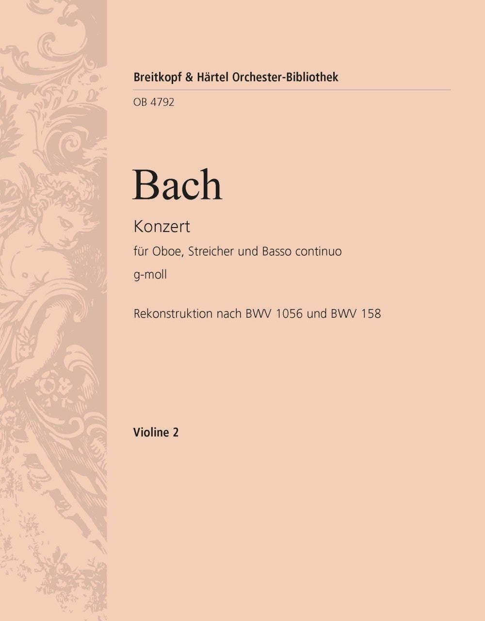 バッハ:オーボエ協奏曲 ト短調/BWV 1056とBWV 156に基づく編曲版/Radeke編: バイオリン 2 【輸入:オーケストラ・パート譜】