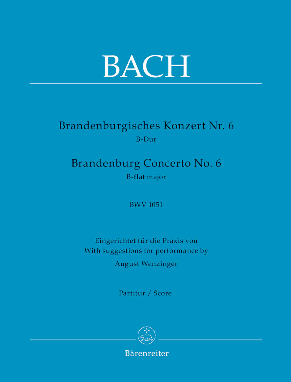 バッハ:ブランデンブルク協奏曲 第6番 変ロ長調 BWV 1051 【輸入:室内楽(スコア)】