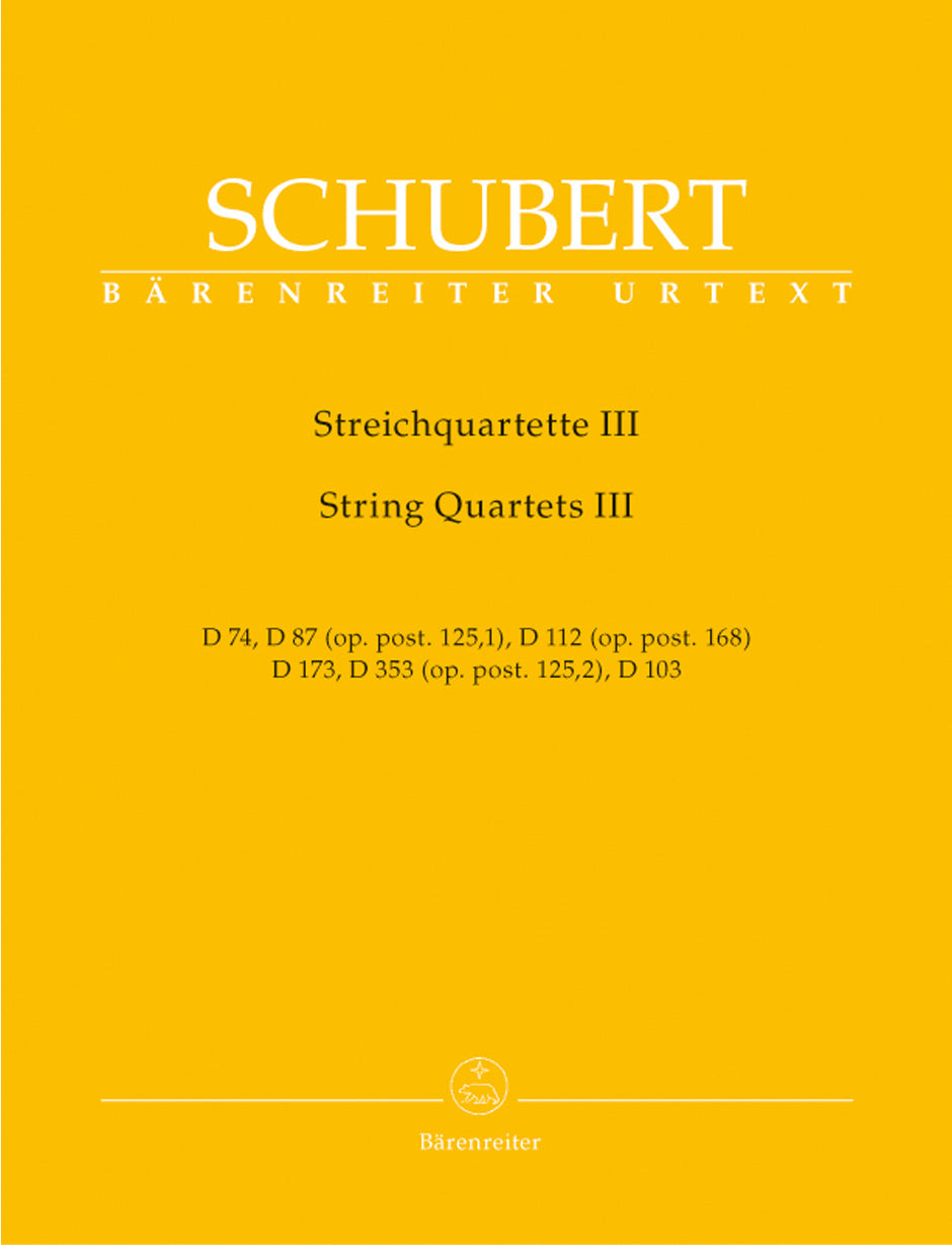 シューベルト:弦楽四重奏曲集 第3巻: D 74, 87, 112, 173, 353/新シューベルト全集版 【輸入:室内楽(パート譜)】