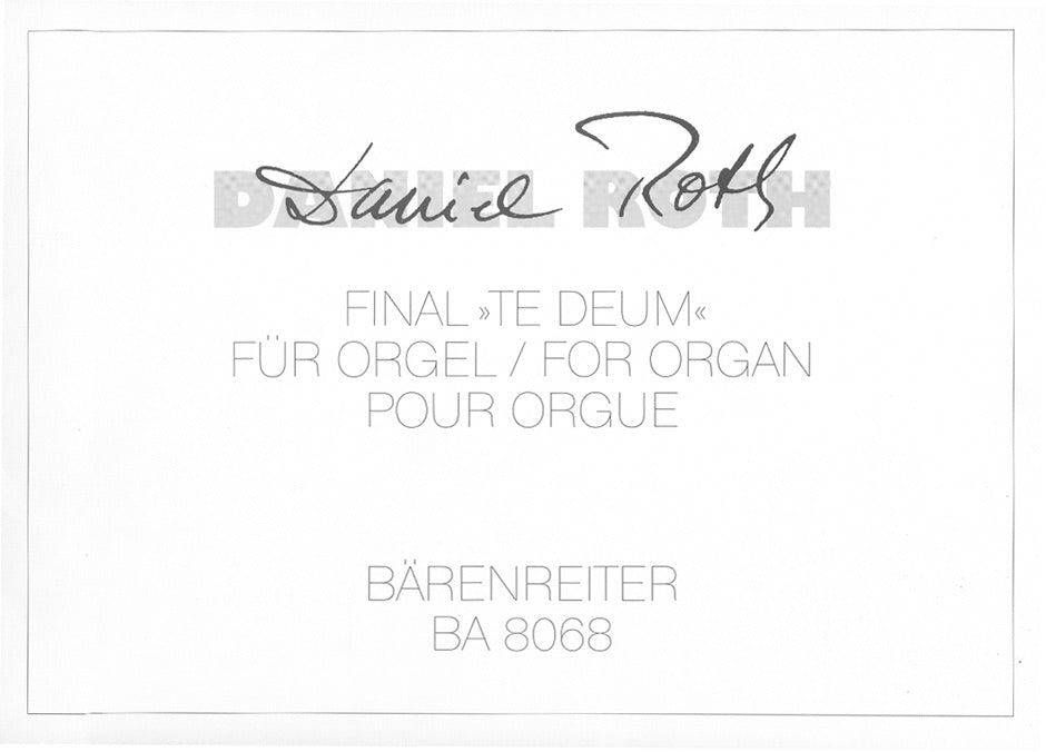 ロス:Final "Te Deum": fur Orgel 【輸入:オルガン】