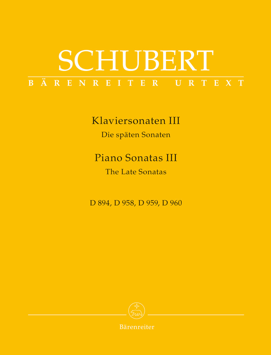 シューベルト:ピアノ・ソナタ集 第3巻/原典版/Litschauer編: 後期のソナタ D 894,D 958, D 959, D 960 【輸入:ピアノ】