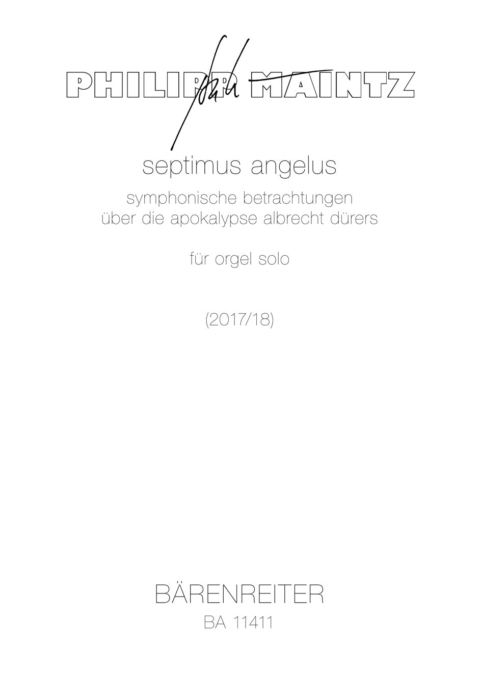 マインツ:オルガン・ソロのための「Septimus Angelus」 【輸入:オルガン】