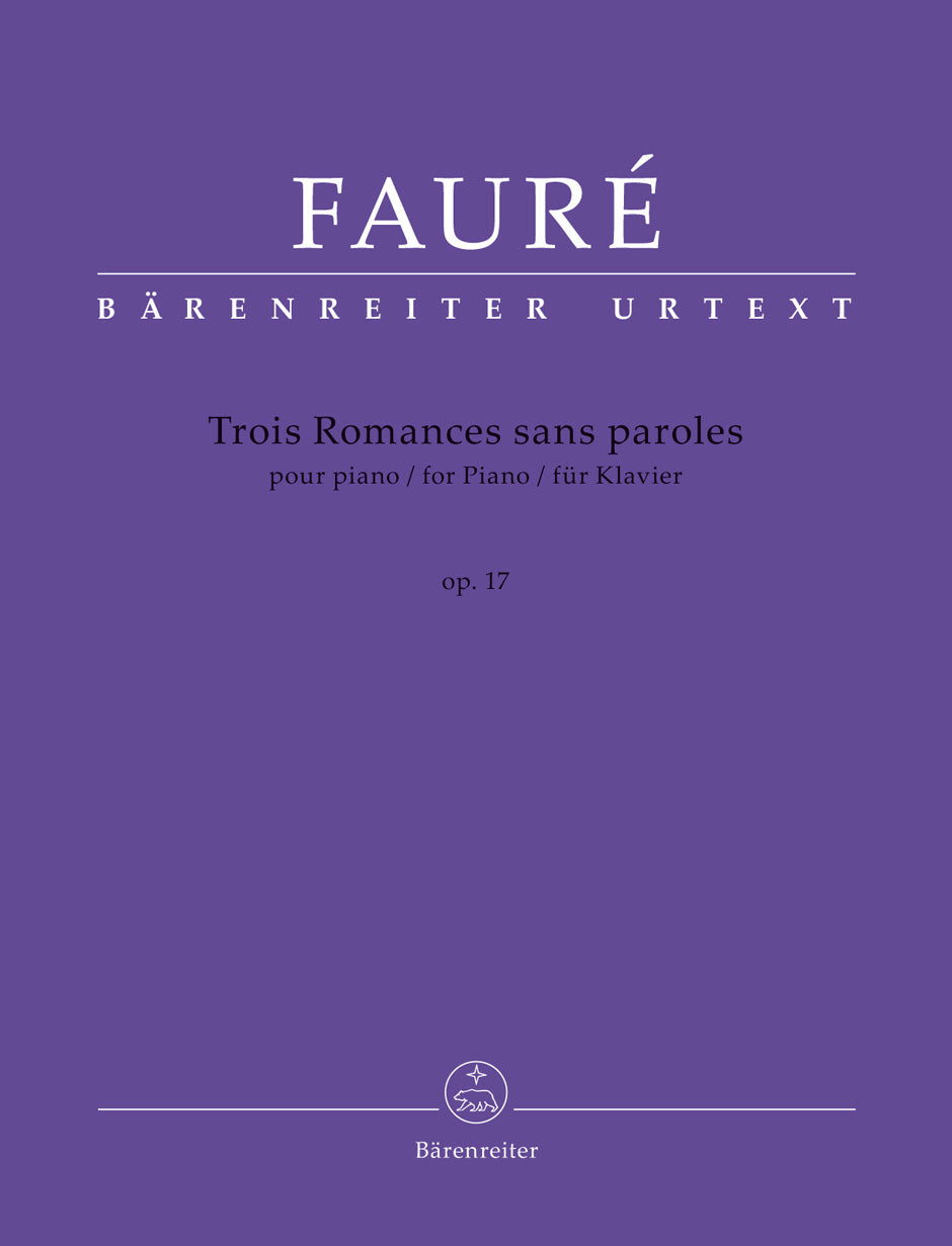 フォーレ:無言歌 Op.17/原典版/Bartoli編 【輸入:ピアノ】