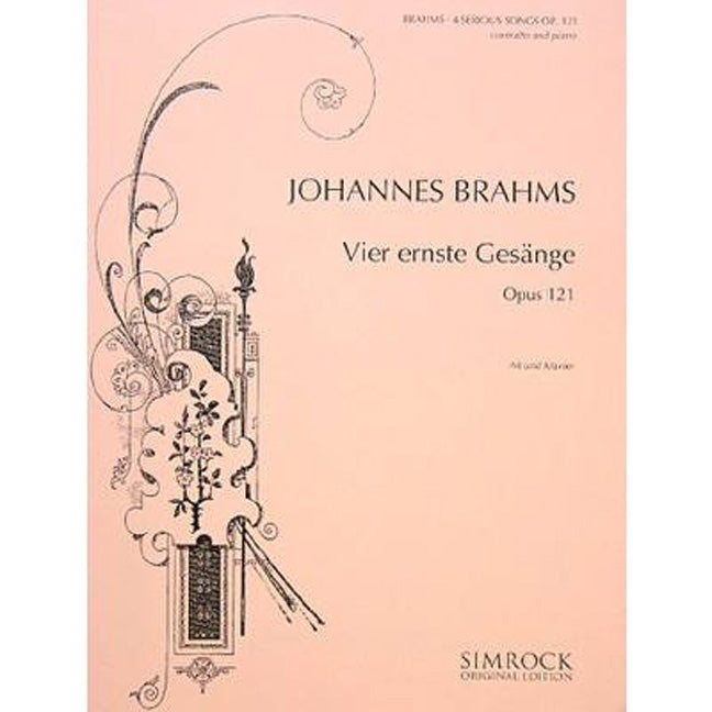 ブラームス:バスのための4つの厳粛な歌 Op.121 (アルト用) (独語・英語・仏語) 【輸入:ヴォーカルとピアノ】