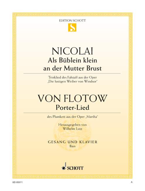 ニコライ:Als Bublein Klein an Der Mutterbrust/Porterlied(Bass,P)/Lutz編 【輸入:ヴォーカルとピアノ】