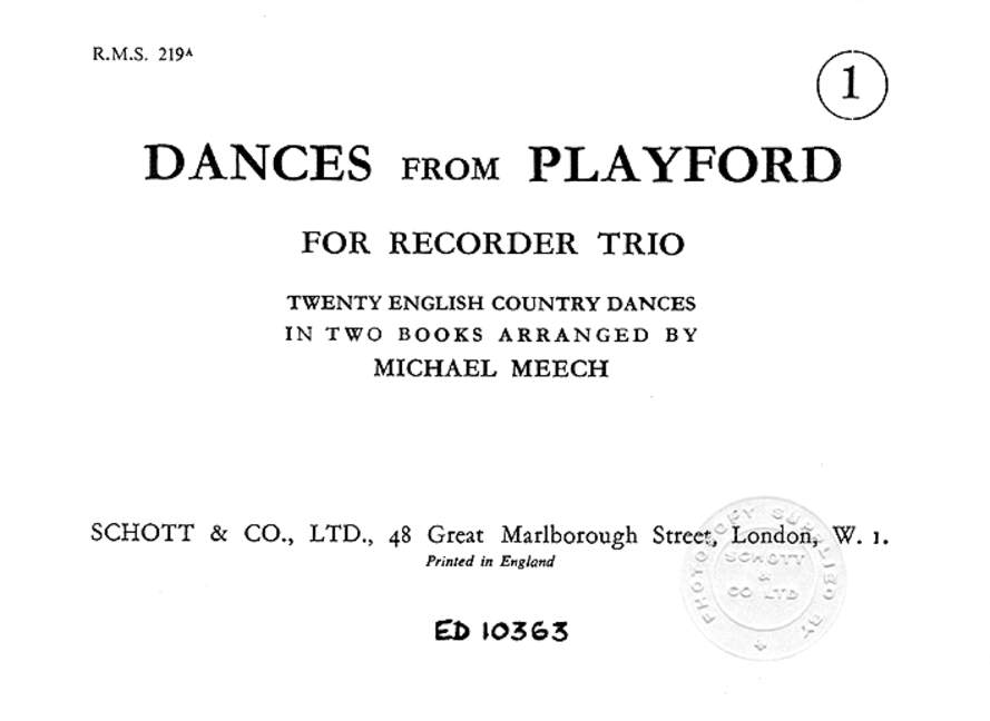 DANCES FROM PLAYFORD: SCORE 【輸入:リコーダー】