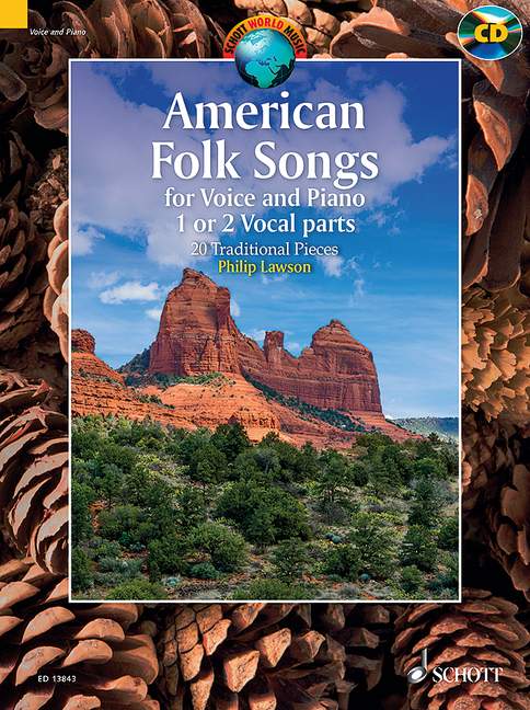 独唱または二重唱のためのアメリカ民謡集: 20の民謡作品(英語・独語・仏語)/Lawson編: CD付 【輸入:ヴォーカルとピアノ】