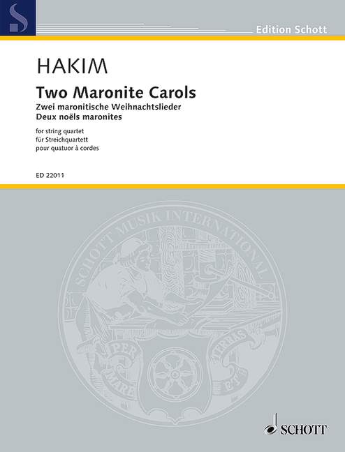ハキム:2 Maronite Carols(2本のバイオリン, ビオラ, チェロ): スコアとパート譜セット 【輸入:室内楽(パート譜)】