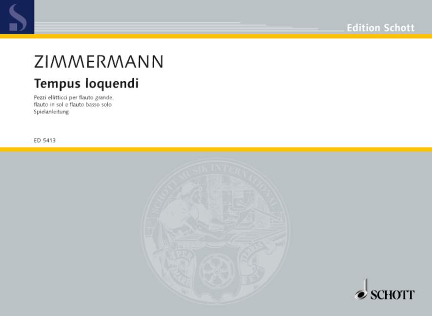 ツィマーマン:TEMPUS LOQUENDI PEZZI ELLITICI(1965)(3 VERSIONEN) 【輸入:フルート】