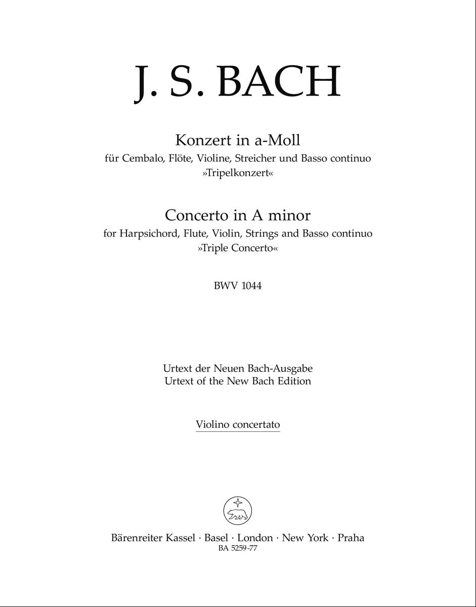 バッハ:チェンバロ、フルートとバイオリンのための三重協奏曲 イ短調 BWV 1044/原典版/Kilian編: バイオリン・ソロパート譜 【輸入:オーケストラ・パート譜】