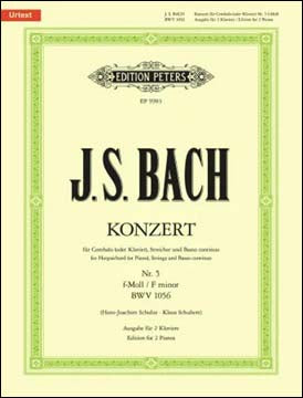 バッハ:チェンバロ協奏曲 第5番 ヘ短調 BWV 1056/K. Schubert & Schulze編 【輸入:ピアノ】