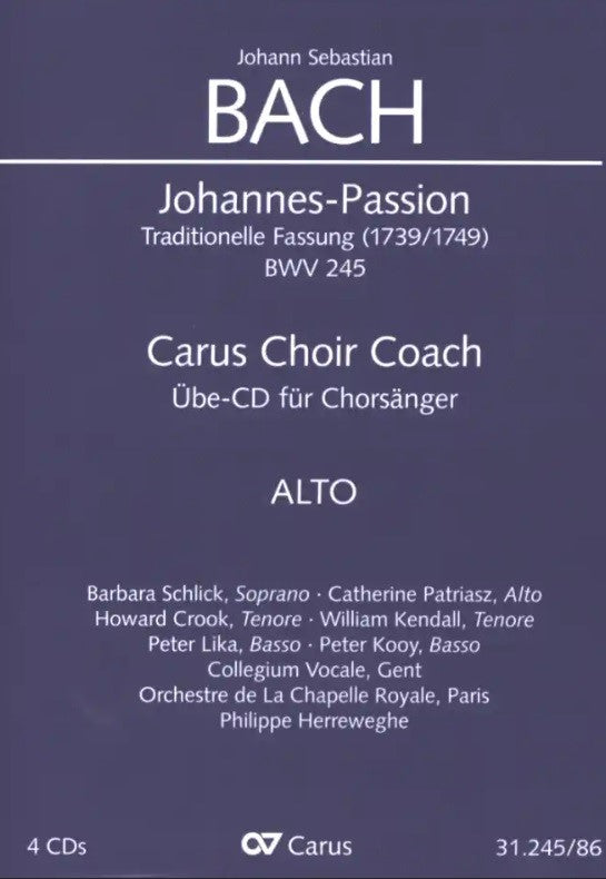 バッハ:ヨハネ受難曲 BWV 245(Trad. 1739/1749年版)(独語・英語)/原典版/Wollny編: アルト・パート合唱練習用 【輸入:CD/DVD】