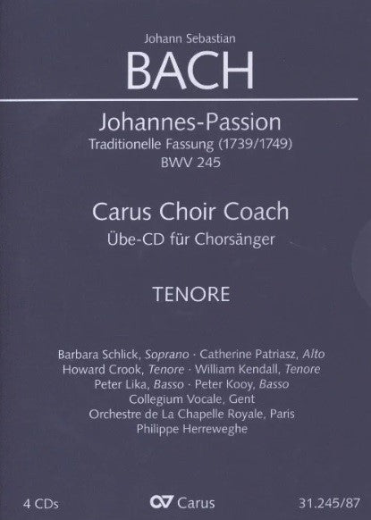 バッハ:ヨハネ受難曲 BWV 245(Trad. 1739/1749年版)(独語・英語)/原典版/Wollny編: テノール・パート合唱練習用 【輸入:CD/DVD】