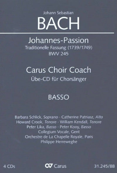 バッハ:ヨハネ受難曲 BWV 245(Trad. 1739/1749年版)(独語・英語)/原典版/Wollny編: バス・パート合唱練習用 【輸入:CD/DVD】