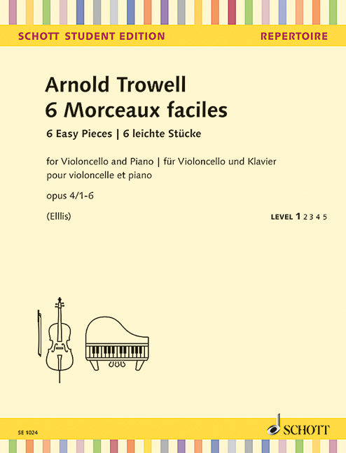 トロウェル:チェロとピアノのための6つのやさしい小品 Op.4/1-6/Ed. Ellis 【輸入:チェロ】