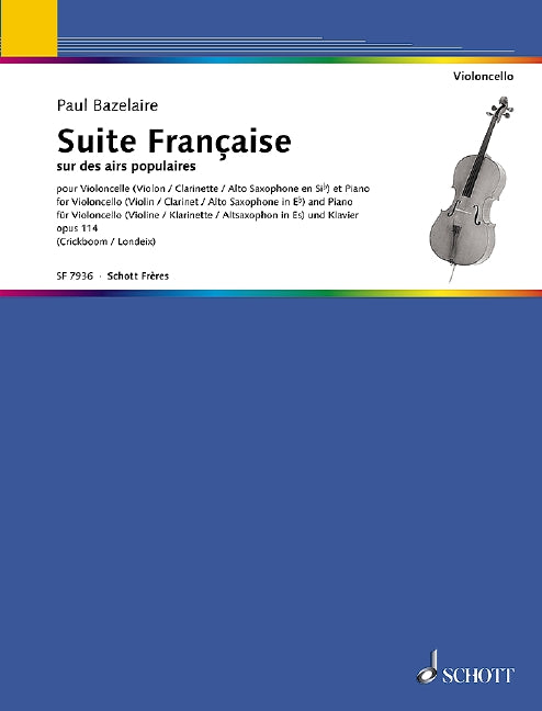 バズレール:フランス組曲 Op.114(Vc/Vl,P)/Crickboom編曲 【輸入:チェロ】