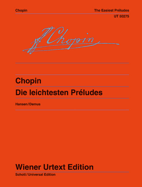 ショパン:Easiest Preludes, The Op.28/4,6,9,15,7,20(ウィーン原典版)/Ed.Hansen 【輸入:ピアノ】