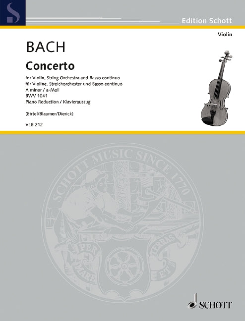 バッハ:バイオリン協奏曲 第1番 イ短調 BWV 1041/Birtel編: ピアノ・リダクション版 【輸入:ヴァイオリン】