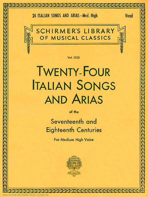 17世紀と18世紀の24のイタリア歌曲(高声用)(伊語) 【輸入：ヴォーカル