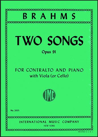ブラームス:アルトのための2つの歌 Op.91 【輸入:ヴォーカルとピアノ】