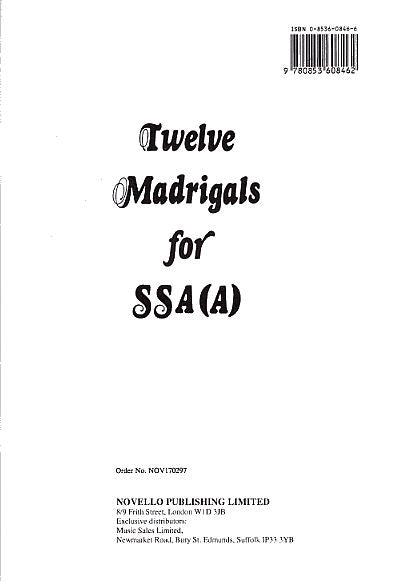 12 MADRIGALS(S,S,A) 【輸入:合唱とピアノ】