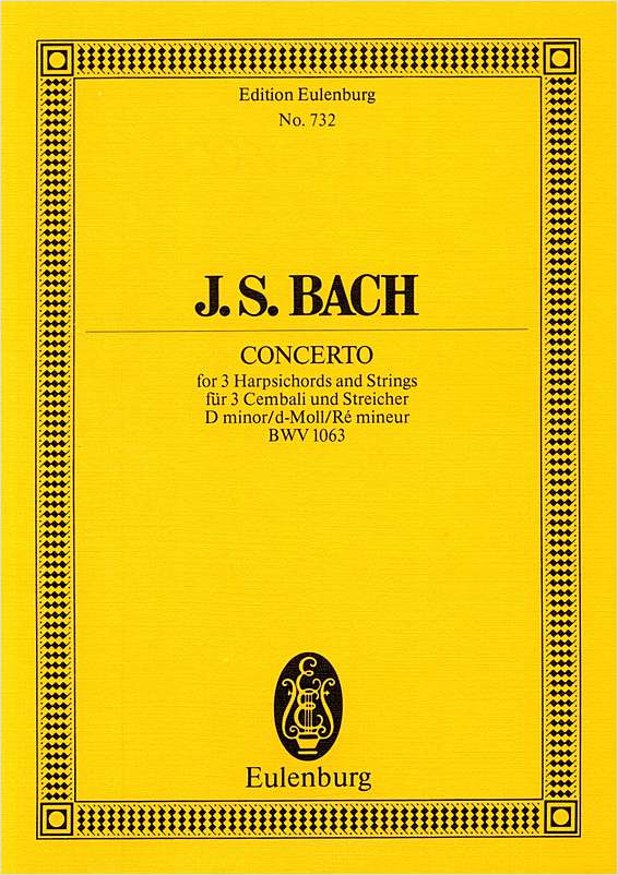 バッハ:3台のチェンバロのための協奏曲 第1番 ニ短調 BWV 1063: スタディ・スコア 【輸入:ピアノとオーケストラ(スコア)】
