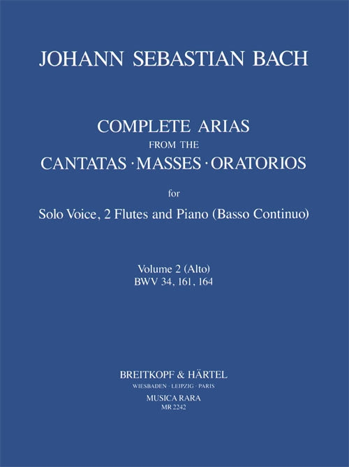 バッハ:アリア全集 第2巻 BWV 34, 161, 164(S,2Fl,Bc) 【輸入:ヴォーカルとピアノ】