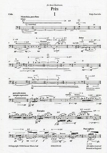 サーリアホ:プレス: チェロ・パート 【輸入:チェロ】