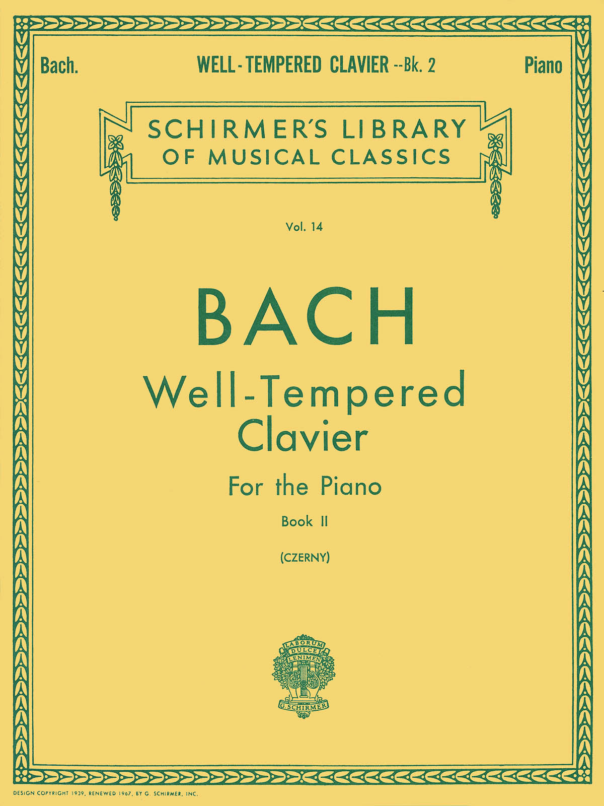 バッハ:平均律クラヴィーア曲集 第2巻 BWV 870-893/ツェルニー編 【輸入:ピアノ】