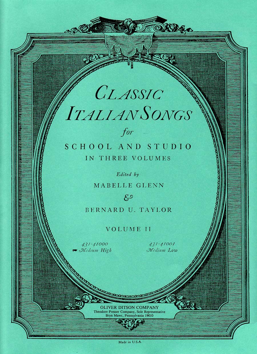 CLASSIC ITALIAN SONGS VOL.2(MED HIGH)/GLENN/TAYLOR 【輸入:ヴォーカルとピアノ】