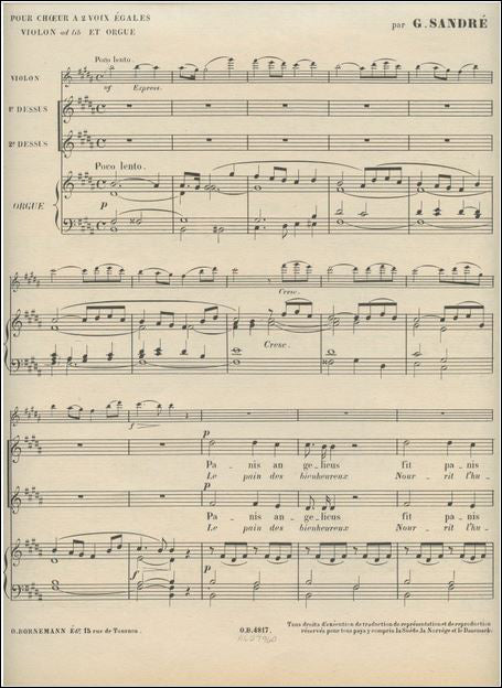 フランク:三声のミサ Op.12より 天使の糧(ラテン語)/オルガン伴奏付ユニゾン合唱用編曲(ロ長調) 【輸入:ヴォーカルとピアノ】