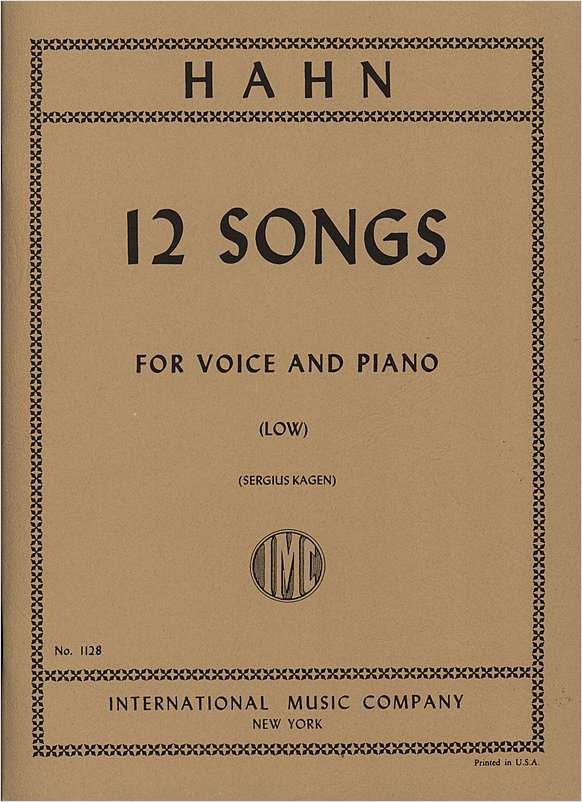 アーン:12の歌曲(低声用)(英語,仏語)/Kagen編 【輸入:ヴォーカルとピアノ】