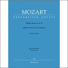 モーツァルト：ミサ・ブレヴィスニ長調 KV 194(ラテン語)/新モーツァルト全集版 【輸入：合唱とピアノ】