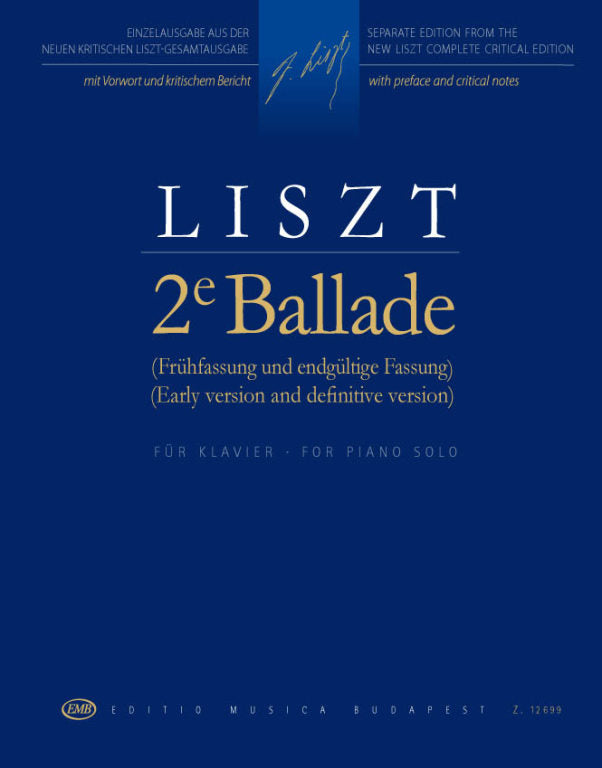 リスト:バラード 第2番(初稿 & 決定稿)/新リスト全集版/Sulyok & Mezo & Kaczmarczyk編 【輸入:ピアノ】