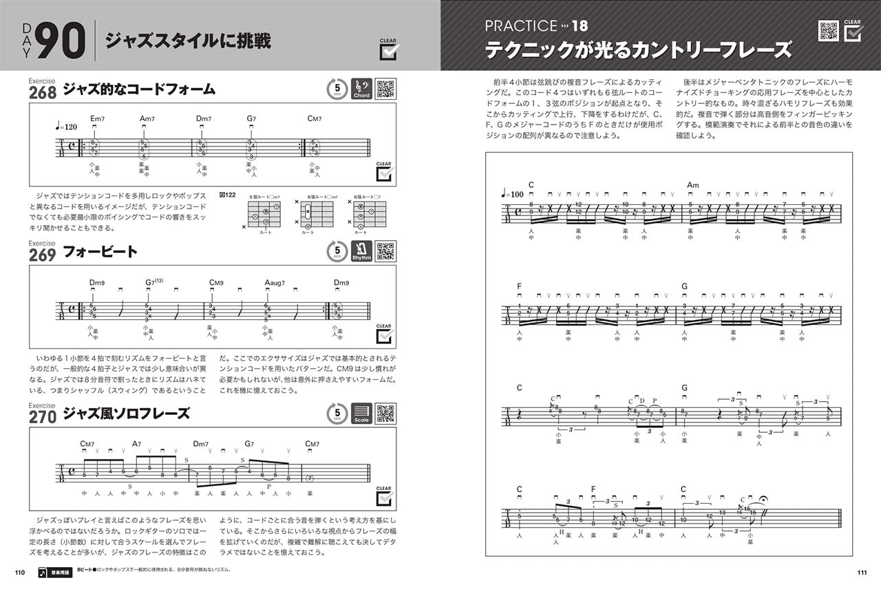 【1日】に【3つ】のフレーズを【5分】ずつ弾くギターワークアウトブック